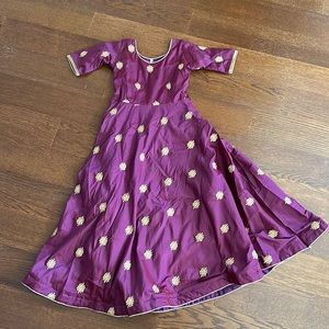 Girls Anarkali Gown in Iridescent Purple